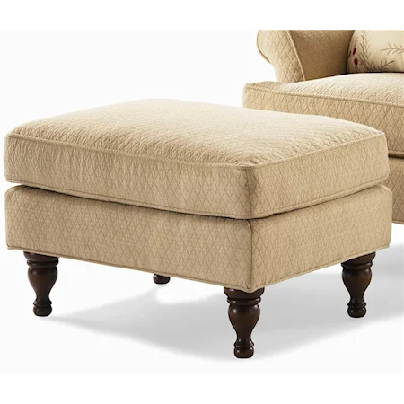 Upholstered Ottoman with Turned Feet
